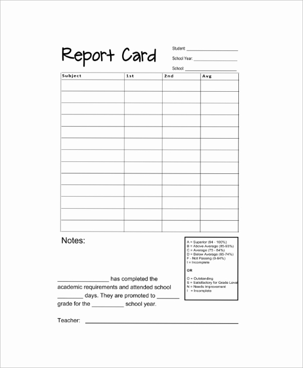 Printable Report Card Template Beautiful 10 Sample Report Cards – Pdf Word Excel