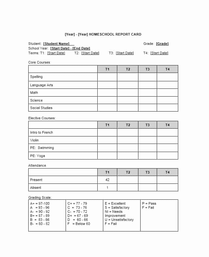 Printable Report Card Template Best Of 30 Real &amp; Fake Report Card Templates [homeschool High
