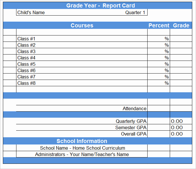 Printable Report Card Template Best Of Report Card Template – 21 Free Excel Pdf Documents