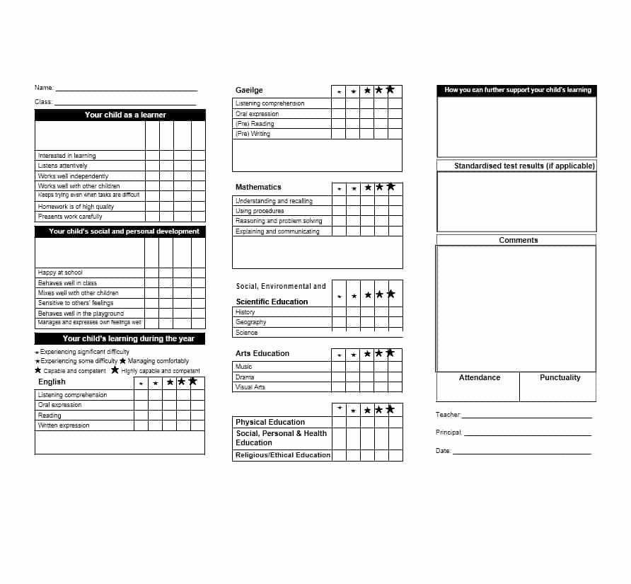 Printable Report Card Template Fresh 30 Real &amp; Fake Report Card Templates [homeschool High