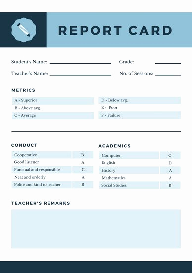 Printable Report Card Template Lovely Report Card Template Customize 254 Report Card Templates