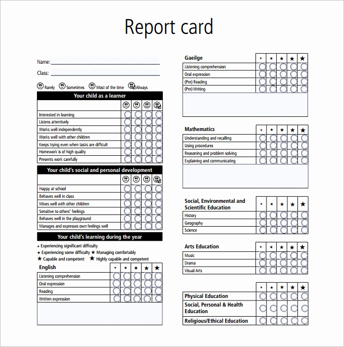 Printable Report Card Template Luxury Report Card Template 28 Free Word Excel Pdf Documents