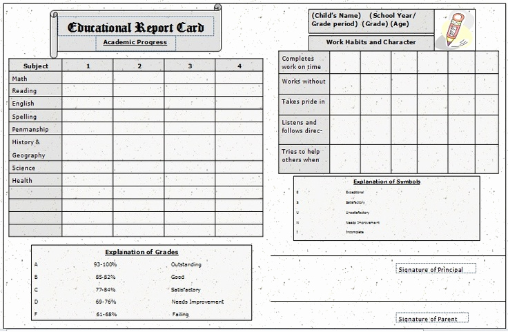 Printable Report Card Template New the Report Card Template Sample Homeschool