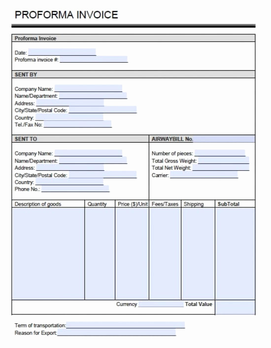 Pro forma Invoice Template Beautiful Free Pro forma Invoice Template Excel Pdf
