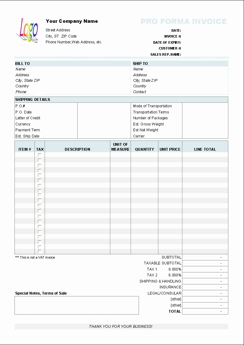 Pro forma Invoice Template Best Of Free Proforma Invoice Template Uniform Invoice software