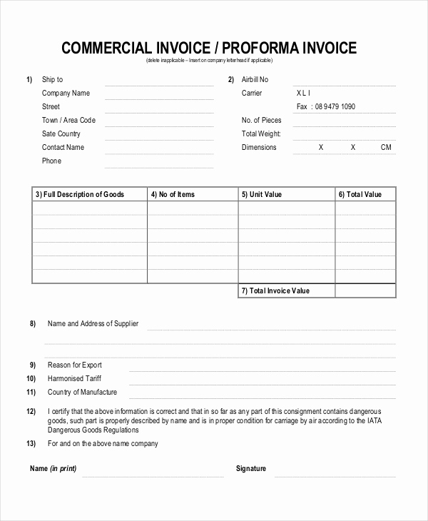 Pro forma Invoice Template Best Of Proforma Invoice 13 Free Word Excel Pdf Documents