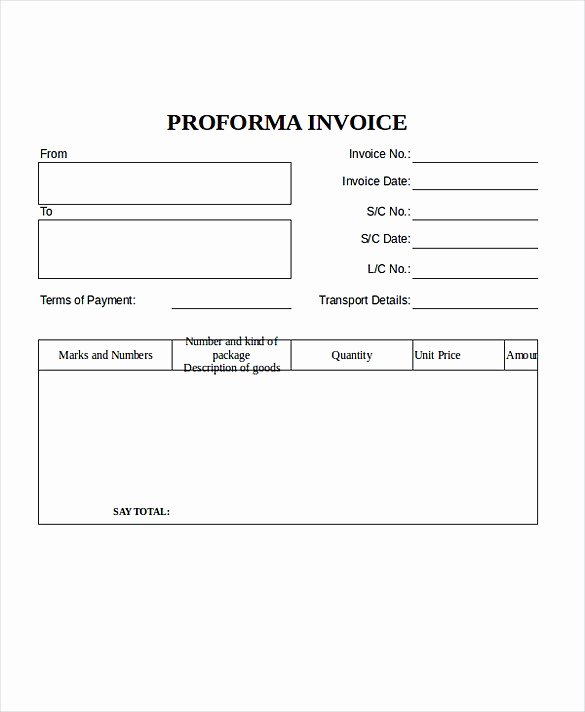 Pro forma Invoice Template Inspirational Proforma Invoice Template