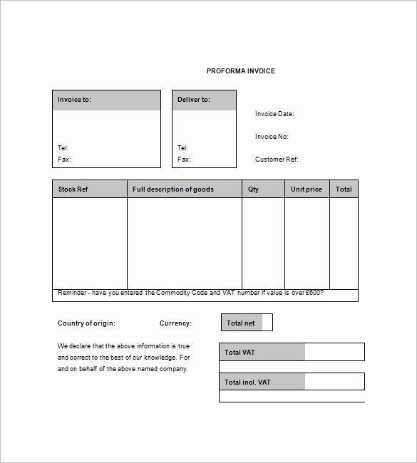 Pro forma Invoice Template Lovely Proforma Invoice Template 8 Free Excel Word Pdf