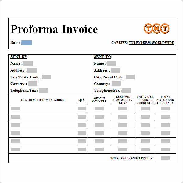 Pro forma Invoice Template Unique 12 Word Invoice Samples