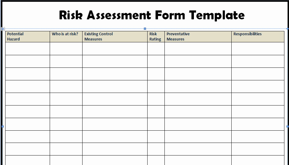 Project Risk assessment Template Awesome Risk assessment form Templates In Word Excel – Project