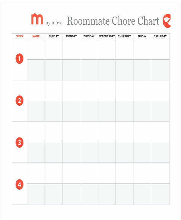 Roommate Chore Chart Template Best Of 7 Printable Chore Chart Free Pdf Documents Download