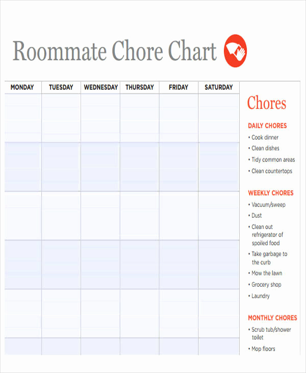 Roommate Chore Chart Template Elegant 47 Printable Chart Templates