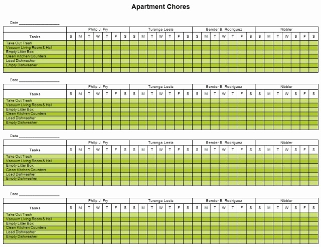 Roommate Chore Chart Template Fresh Roommate Chore Chart