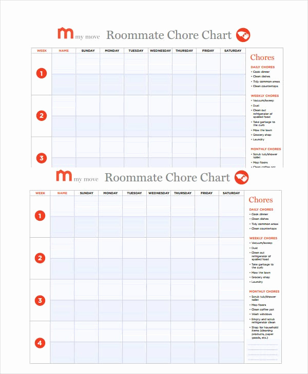 Roommate Chore Chart Template Lovely Chores Chart for Roommates Ayucar