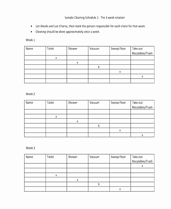 Roommate Chore Chart Template Unique Weekly Rota Template – Cafek