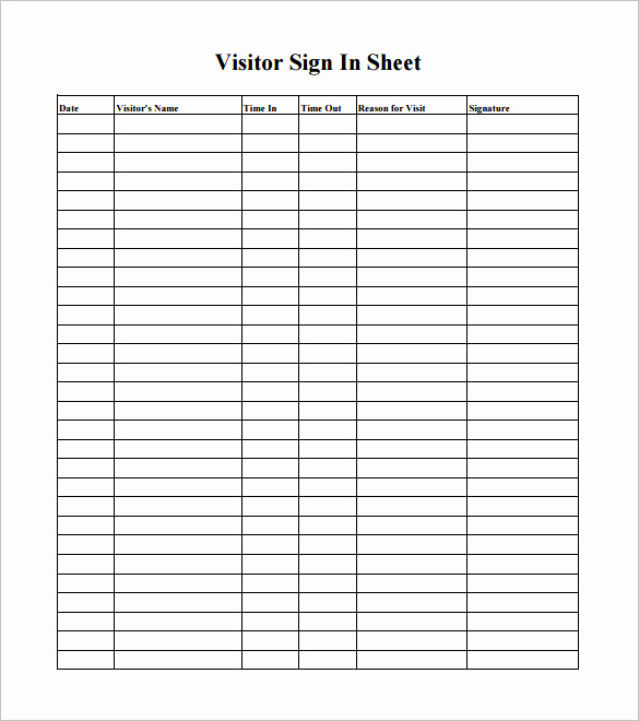 Sign In Sheet Template Doc Lovely 75 Sign In Sheet Templates Doc Pdf