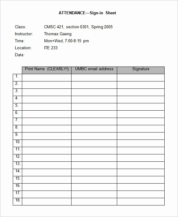 Sign In Sheet Template Doc Unique 75 Sign In Sheet Templates Doc Pdf
