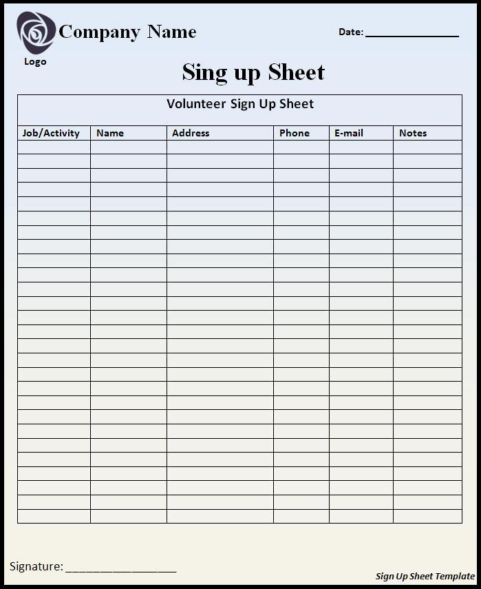 Sign In Sheet Template Doc Unique Sign Up Sheet Template