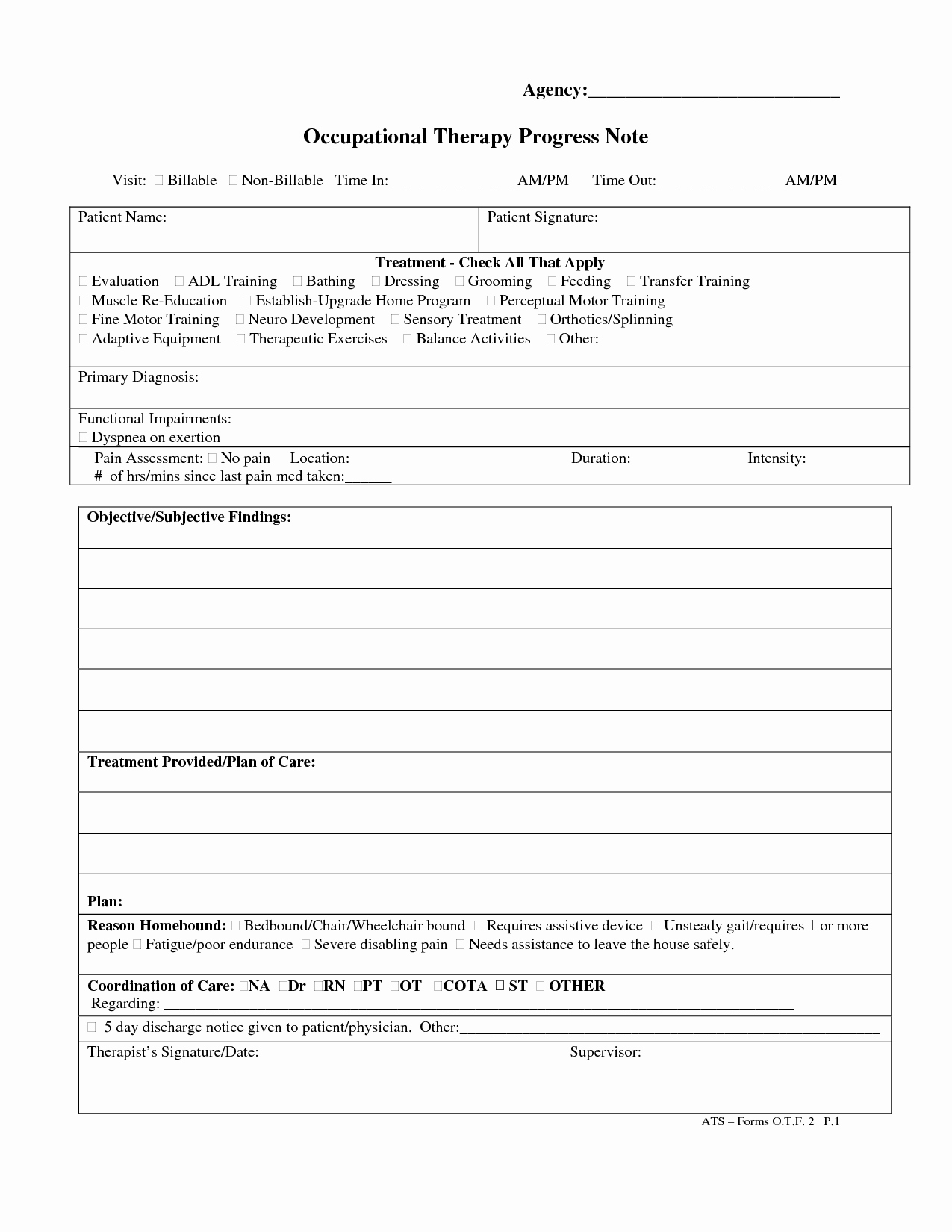 Therapist Progress Note Template New Tenncare Occupational therapy Templates